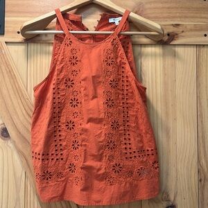 Madewell Eyelet A Line Orange top - size small